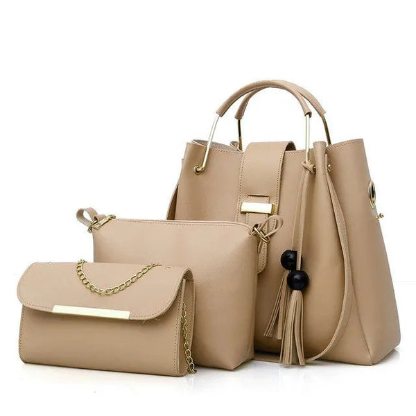 ALEXIA 3 PIECE BEIGE HANDBAG Regular price