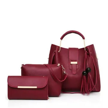 ALEXIA 3 PIECE MAROON HANDBAG