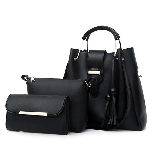 ALEXIA 3 PIECE BLACK HANDBAG Regular price